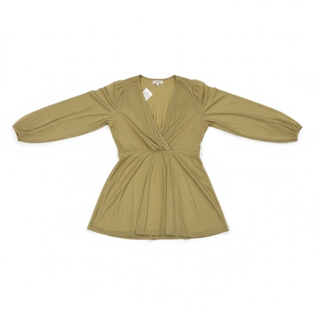 NWT Torrid Glitter Lurex Surplice Peplum Top Gold Size 4 (26) - Picture 5 of 12